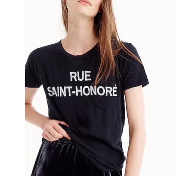 J.Crew Rue Saint-Honoré Graphic T-Shirt Dark Charcoal XXXS NWOT - Picture 1 of 4
